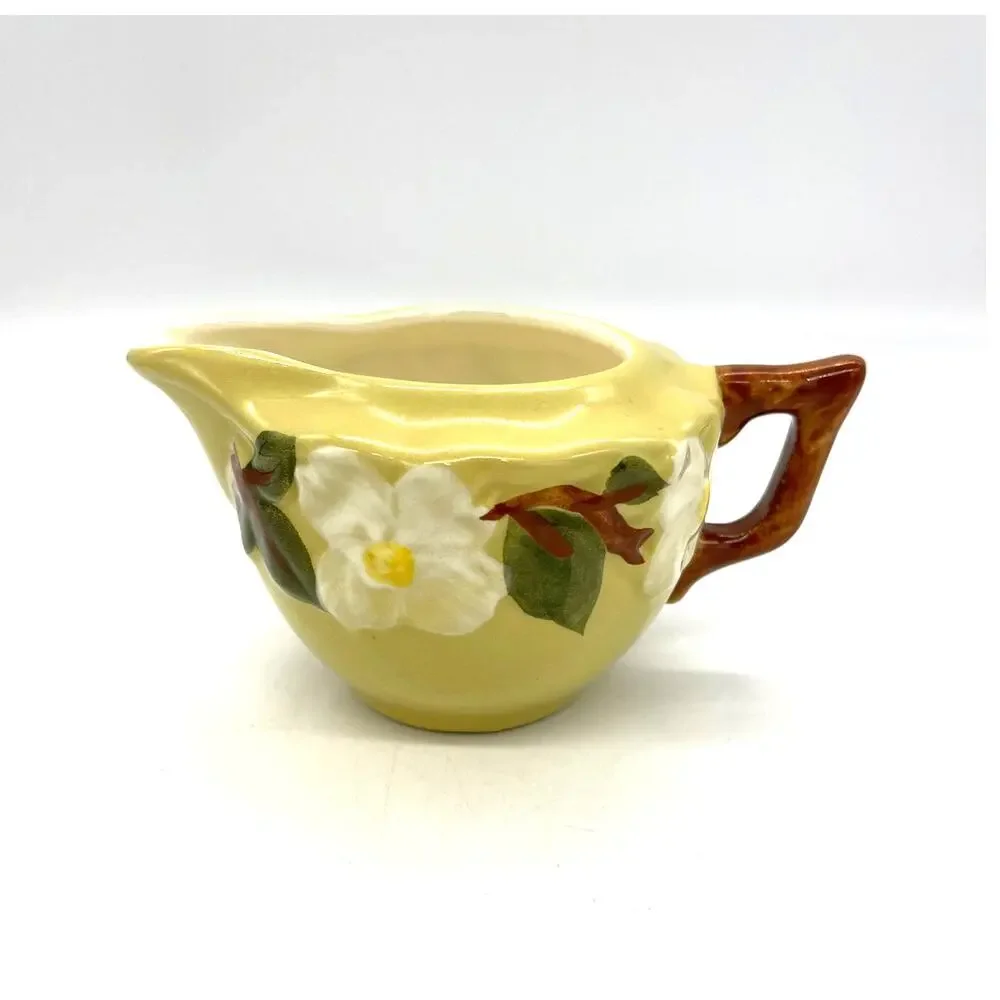 Vintage MCM Stangl White Dogwood Yellow Floral Creamer Hand Painted - Picture 2 of 6